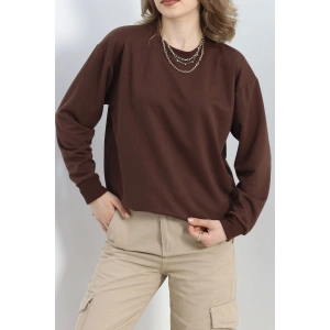 2 İp Bisiklet Yaka Sweat Kahve - 20790.1878.