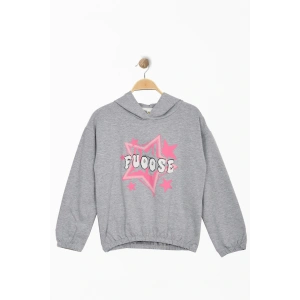 2 İp Şardonlu Baskılı Kapüşonlu 8-12 Yaş Sweat Gri - 725432.1576.