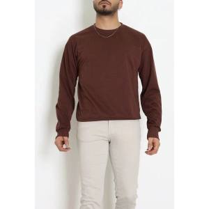 2 İplik Bisiklet Yaka Erkek Sweat Kahve - 42771.1878.