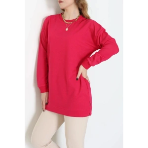 2 İplik Bisiklet Yaka Tunik Sweat Fuşya - 42765.1878.