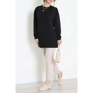 2 İplik Bisiklet Yaka Tunik Sweat Siyah - 42765.1878.