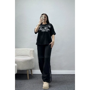 2 İplik Biyeli Baskılı Eşofman Takımı Siyah - 52265.1005.