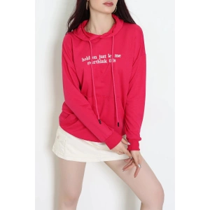 2 İplik Kapşonlu Nakışlı Sweat Fuşyaekru - 42705.1878.