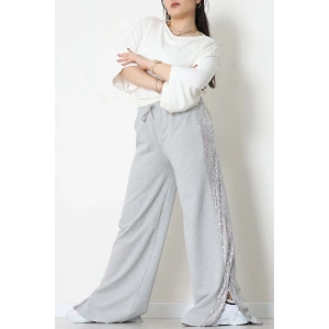 2 İplik Pul Detaylı Eşofman Altı Gri - 52111.1857.