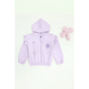 2 İplik Şardonsuz Fermuarlı Ceket 5-8 Yaş Lila - 6264276.1576.