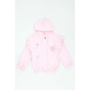 2 İplik Şardonsuz Fermuarlı Ceket 5-8 Yaş Pembe - 6264276.1576.