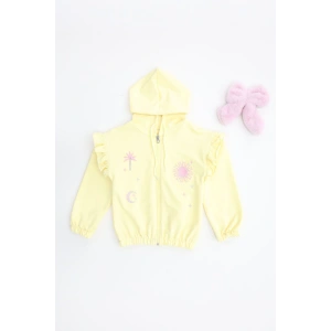 2 İplik Şardonsuz Fermuarlı Ceket 5-8 Yaş Sarı - 6264276.1576.