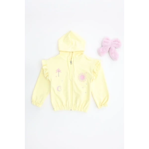 2 İplik Şardonsuz Fermuarlı Ceket 5-8 Yaş Sarı - 6264276.1576.