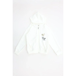2 İplik Şardonsuz Fermuarlı Ceket 6-9 Yaş Ekru - 6264269.1576.