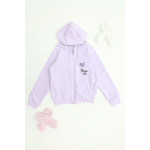 2 İplik Şardonsuz Fermuarlı Ceket 6-9 Yaş Lila - 6264269.1576.