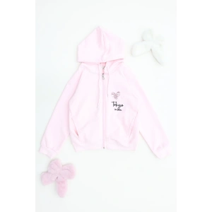 2 İplik Şardonsuz Fermuarlı Ceket 6-9 Yaş Pembe - 6264269.1576.