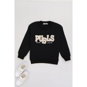 3-12 Yaş 3 İplik Şardonlu Sweat Siyah - 60400.1867.