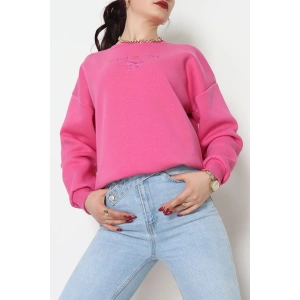 3 İplik Bisiklet Yaka Sweat Fuşya - 42242.1878.