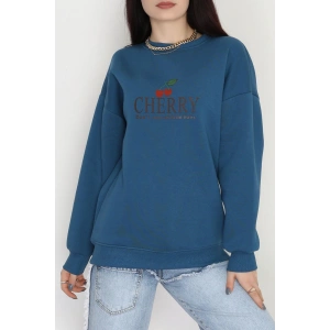 3 İplik Bisiklet Yaka Sweat Petrol - 42235.1878.