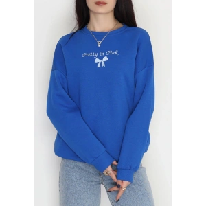 3 İplik Bisiklet Yaka Sweat Saks - 42242.1878.