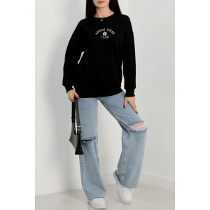 3 İplik Bisiklet Yaka Sweat Siyah - 42239.1878.