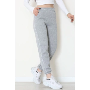 3 İplik Biyeli Eşofman Altı Gri - 30103.1878.