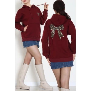 3 İplik Kanguru Cepli Kapşonlu Sweat Bordo - 42251.1878.