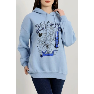 3 İplik Kapşonlu Baskılı Sweat Bebemavi - 42224.1878.