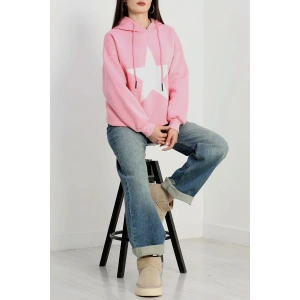 3 İplik Kapşonlu Baskılı Sweat Pembeekru - 42225.1878.