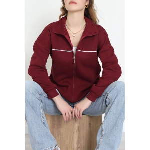 3 İplik Kompakt Oversize Biye Detaylı Sweat Bordo - 42505.1878.