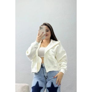 3 İplik Kompakt Oversize Fleto Cepli Sweat Ekru - 42506.1878.