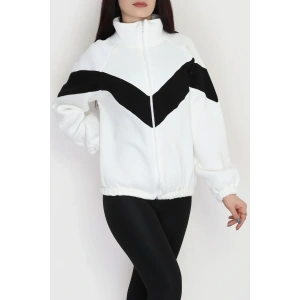 3 İplik Oversize Fermuarlı Sweat Ekrusiyah - 42504.1878.