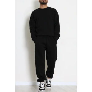 3 İplik Şardonlu Erkek Eşofman Takımı Siyah - 42612.1878.