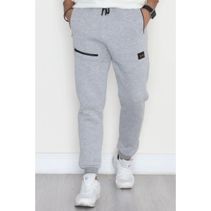 3 İplik Şardonlu Fermuarlı Erkek Eşofman Altı Gri - 31613.2066.