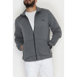 3 İplik Şardonlu Fermuarlı Erkek Sweat Füme - 42568.1937.