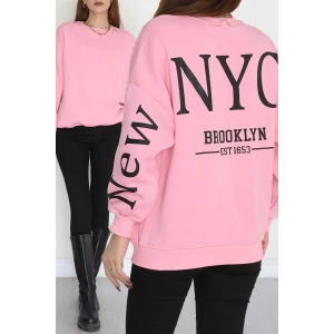 3 İplik Şardonlu Oversize Sweat Açıkpembe - 50922.1878.