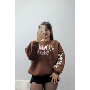 3 İplik Şardonlu Oversize Sweat Kahve - 50919.1878.