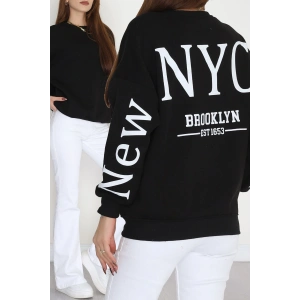 3 İplik Şardonlu Oversize Sweat Siyah - 50922.1878.