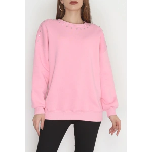 3 İplik Şardonlu Taşı Sweat Pembe - 42609.1878.