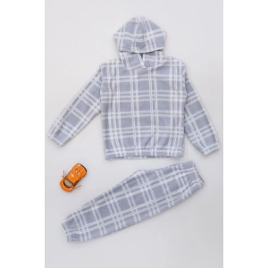 4-10 Yaş Polar Kapşonlu İkili Takım Gribeyaz - 52076.1776.
