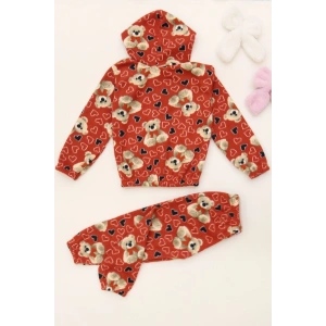 4-10 Yaş Polar Kapşonlu İkili Takım Kırmızı - 52076.1776.