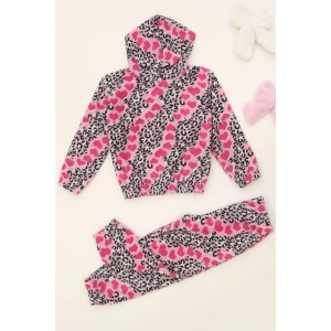 4-10 Yaş Polar Kapşonlu İkili Takım Pembeleopar - 52076.1776.