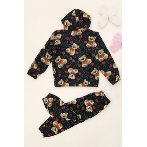 4-10 Yaş Polar Kapşonlu İkili Takım Siyahayı - 52076.1776.