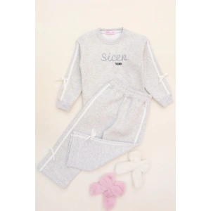 5-12 Yaş 3 İplik Şardonlu Fiyonklu Takım Gri - 60335.1867.
