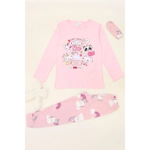 5-12 Yaş Süprem Penye Pijama Takımı Pembebeyaz - 52081.1951.