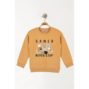 6-9 Yaş Gamer Baskılı 3 İp Şardonlu Sweatshirt Hardal - 2264219.1576.