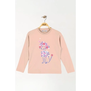 6-9 Yaş Kız Çocuk Baskılı Sweat Bej - 6264038.1576.