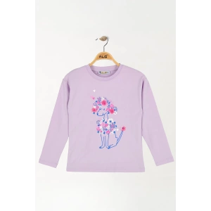 6-9 Yaş Kız Çocuk Baskılı Sweat Lila - 6264038.1576.