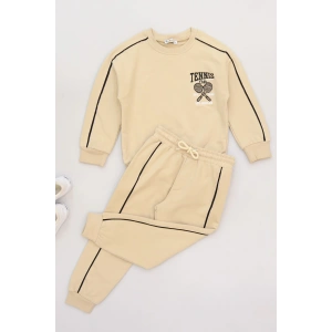 6-9 Yaş Şardonlu Yumoş Kumaş Takım Bej - 2264060.1576.