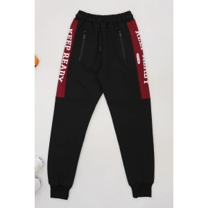 8-16 Yaş 2 İplik Likralı Eşofman Altı Siyahbordo - 42183.2066.