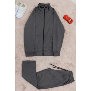 9-12 Yaş İki İplik Şardonsuz Fermuarlı Takım Füme - 42197.1937.