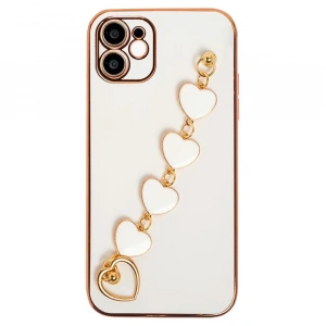 Ally iPhone 11 6.1inç Kılıf Kalp Bileklik Tutuculu Lüx Silikon Askılı Kılıf-(1903)