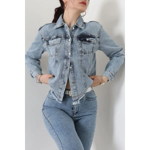 Altı Püsküllü Kot Ceket Mavi - 31786.683.