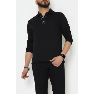 Ara Biyeli Polo Yaka Erkek Sweat Siyah - 25978.2125.