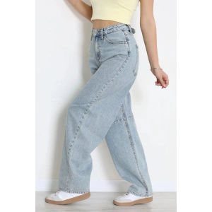 Arkası Tokalı Baggy Kot Pantolon Açıkmavi - 32476.1904.